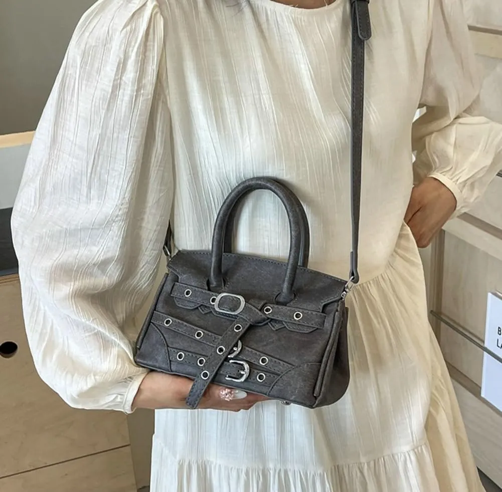 Womens Fashion Crossbody Shoulder Bags Large PU Leather Satchel Purses Punk Motorcycle Handbags Y2k Tote Bag