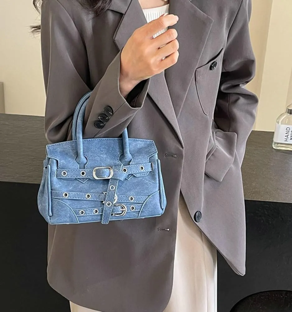 Womens Fashion Crossbody Shoulder Bags Large PU Leather Satchel Purses Punk Motorcycle Handbags Y2k Tote Bag