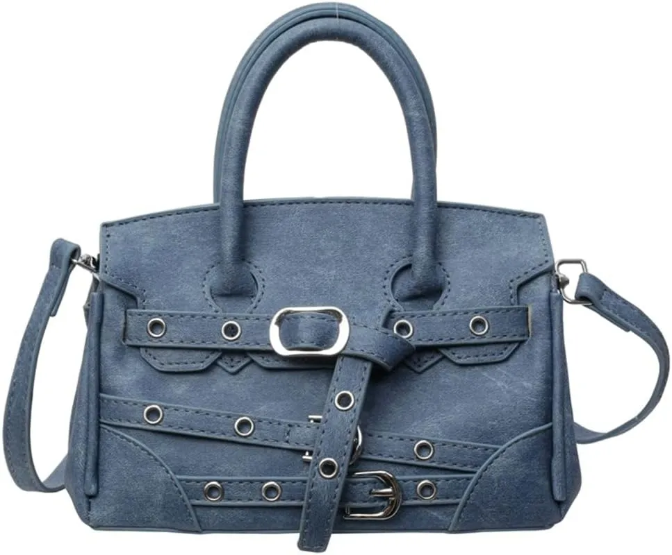 Womens Fashion Crossbody Shoulder Bags Large PU Leather Satchel Purses Punk Motorcycle Handbags Y2k Tote Bag