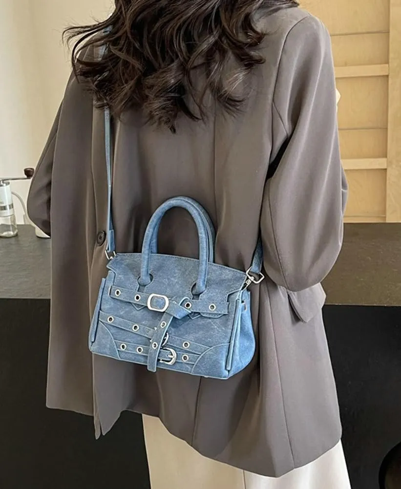Womens Fashion Crossbody Shoulder Bags Large PU Leather Satchel Purses Punk Motorcycle Handbags Y2k Tote Bag