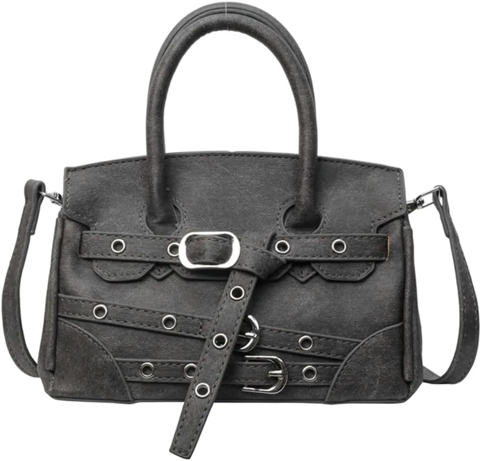 Womens Fashion Crossbody Shoulder Bags Large PU Leather Satchel Purses Punk Motorcycle Handbags Y2k Tote Bag