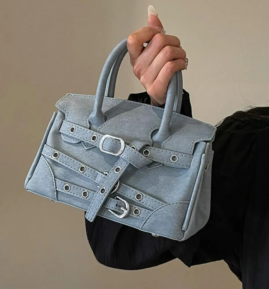 Womens Fashion Crossbody Shoulder Bags Large PU Leather Satchel Purses Punk Motorcycle Handbags Y2k Tote Bag