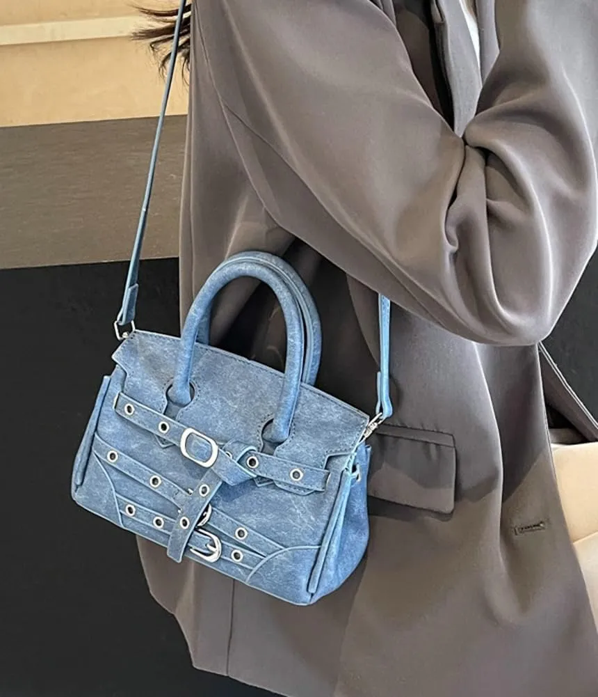 Womens Fashion Crossbody Shoulder Bags Large PU Leather Satchel Purses Punk Motorcycle Handbags Y2k Tote Bag