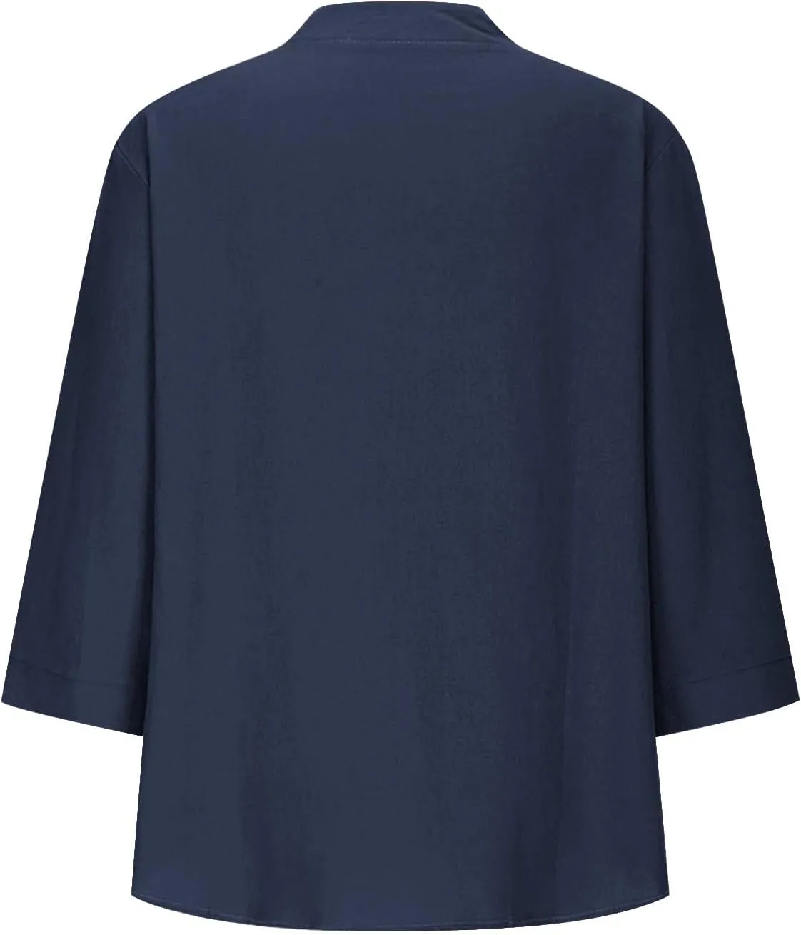 Womens Linen Shirts 3/4 Length Sleeve Casual Dressy Blouses Lightweight Gauze Boho Beach T Shirts Loose Tunic Tops