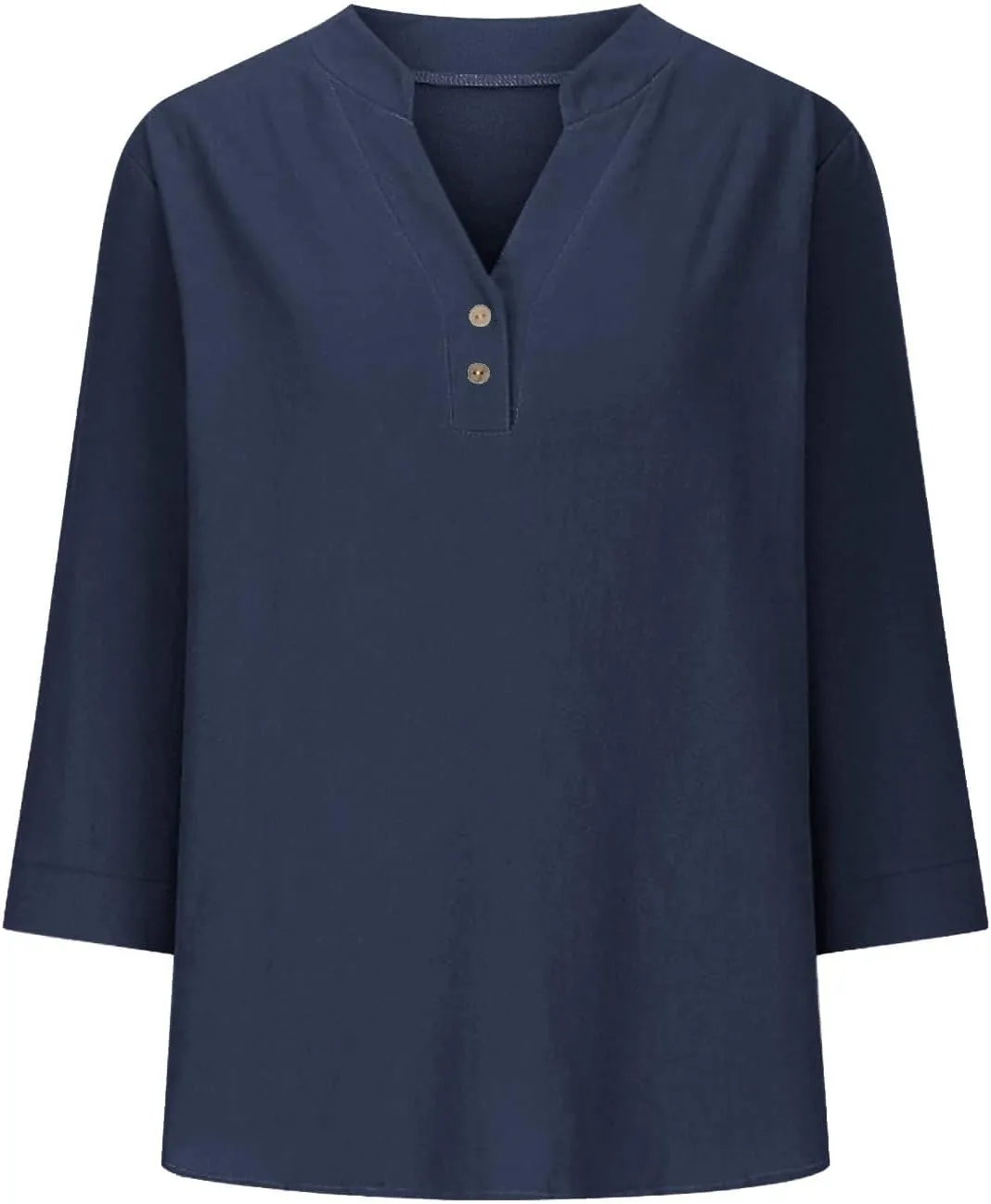 Womens Linen Shirts 3/4 Length Sleeve Casual Dressy Blouses Lightweight Gauze Boho Beach T Shirts Loose Tunic Tops