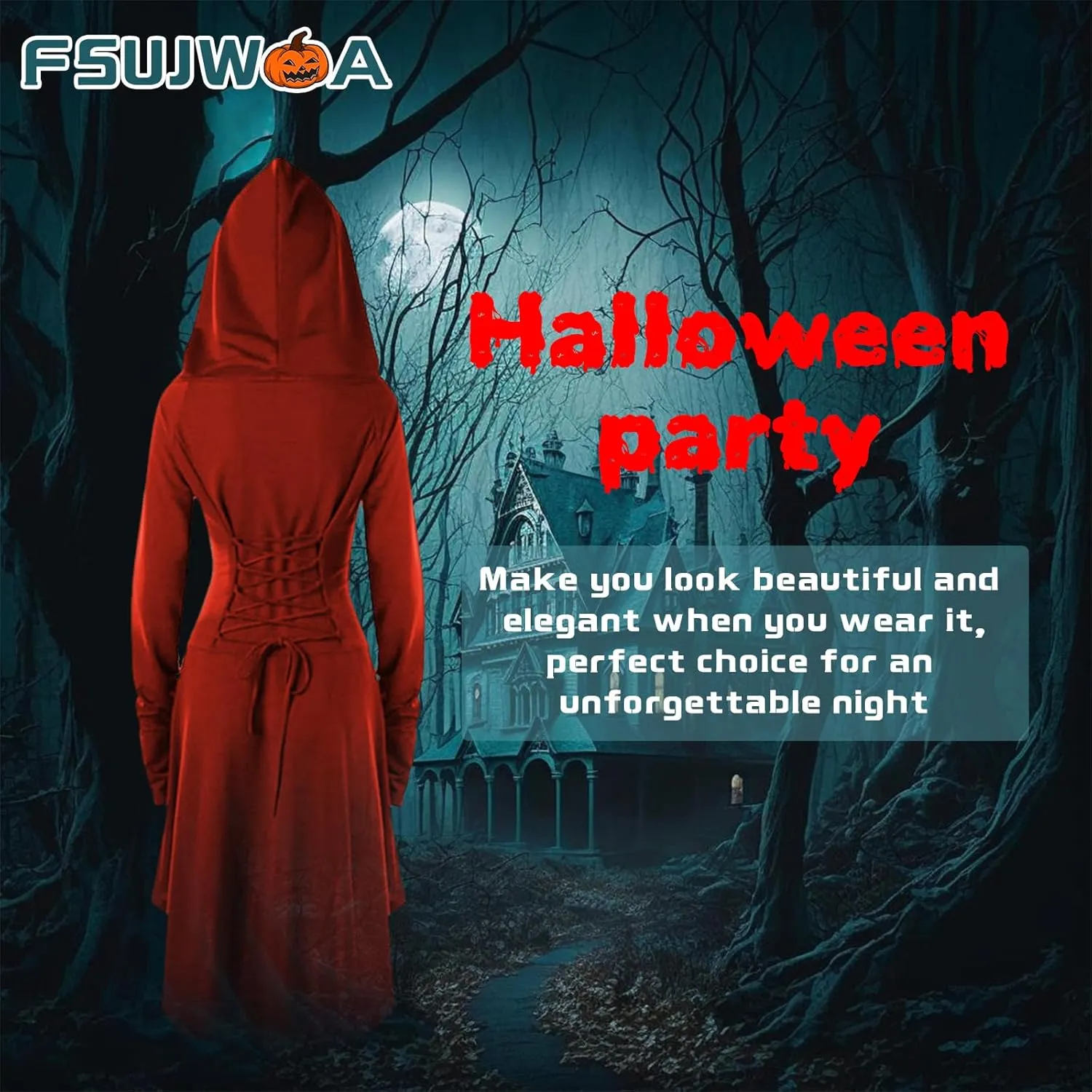 Womens Renaissance Costumes Halloween Costume for Womens Medieval Vintage Hooded Costume High Low Pullover Dress
