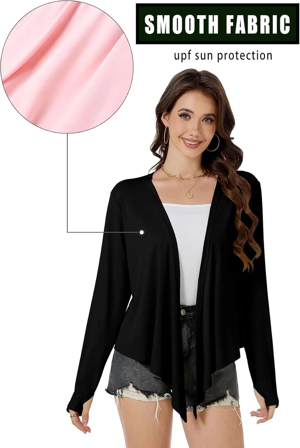 Yekaty Women's Summer Front Tie Cardigan Coveups Shrug Long Sleeve Lightweight Short Shawl Tops