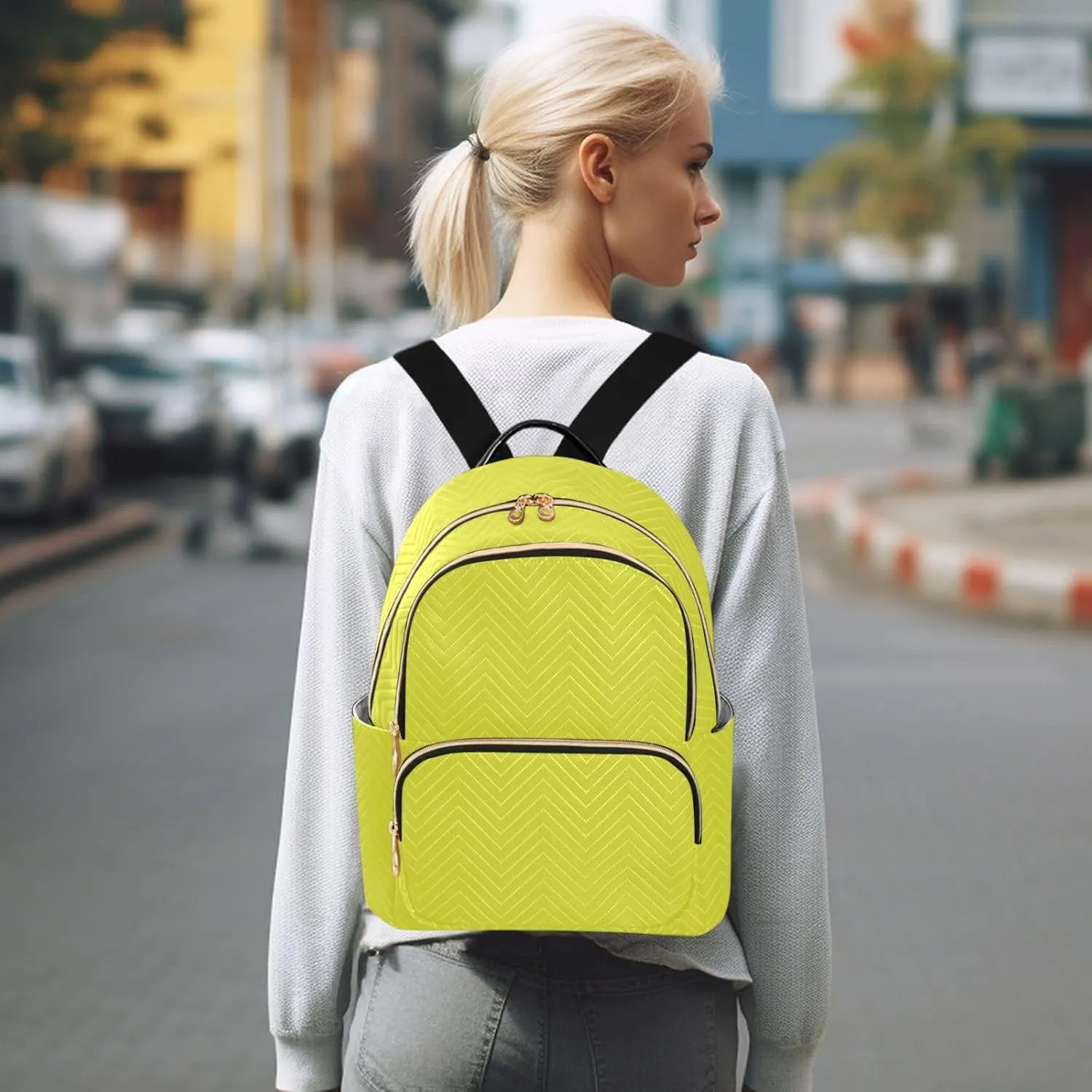 Yellow Backpack for Women Casual Daypack Lightweight Small Backpacks Shoulder Bag Travel Purse for Work Outdoor Ladies Nurse Trip Gym Travel Essentials Gifts