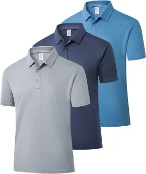 ZITY 3 Pack Mens Polo Shirts Short Sleeve Golf Polo Moisture Wicking Performance Collared Casual Tennis Athletic T-Shirt