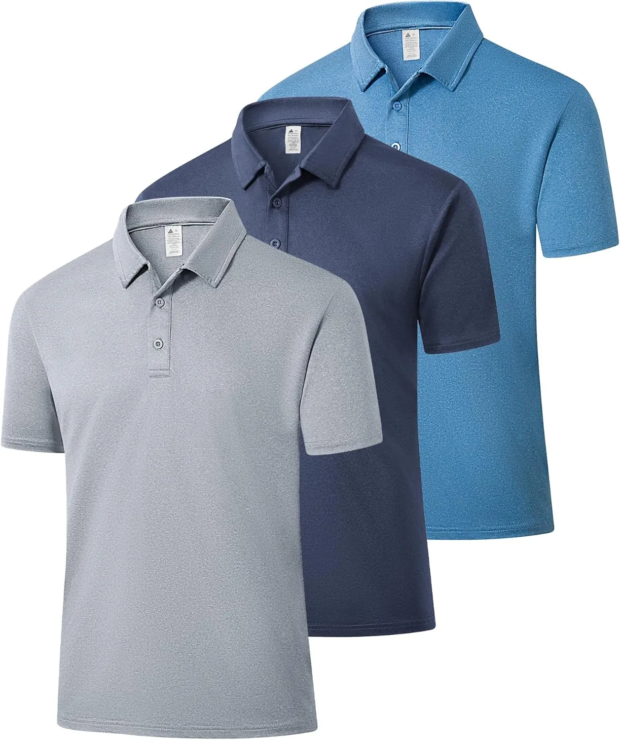 ZITY 3 Pack Mens Polo Shirts Short Sleeve Golf Polo Moisture Wicking Performance Collared Casual Tennis Athletic T-Shirt