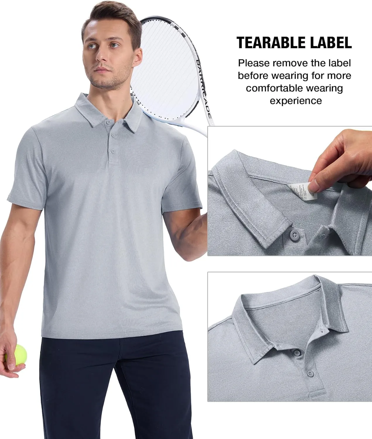 ZITY 3 Pack Mens Polo Shirts Short Sleeve Golf Polo Moisture Wicking Performance Collared Casual Tennis Athletic T-Shirt