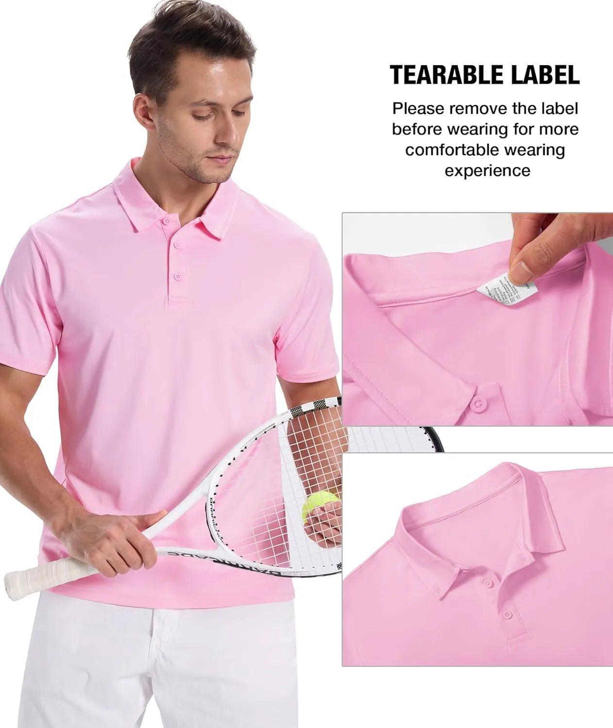 ZITY 3 Pack Mens Polo Shirts Short Sleeve Golf Polo Moisture Wicking Performance Collared Casual Tennis Athletic T-Shirt