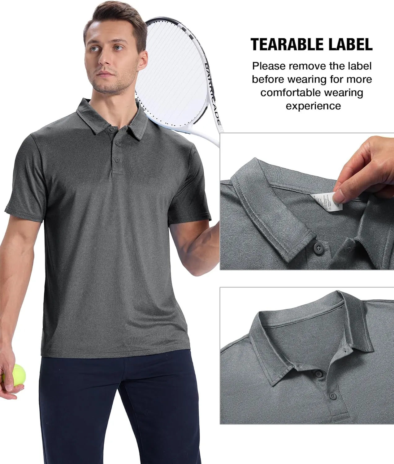 ZITY 3 Pack Mens Polo Shirts Short Sleeve Golf Polo Moisture Wicking Performance Collared Casual Tennis Athletic T-Shirt