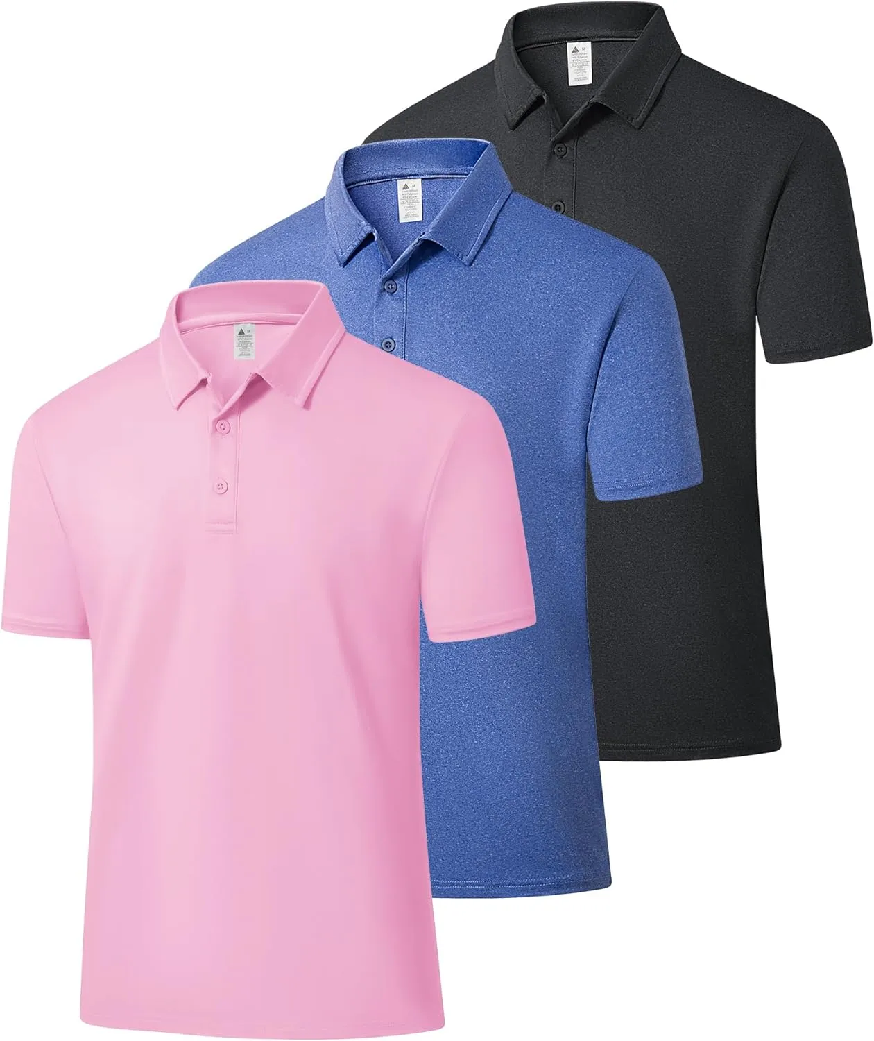 ZITY 3 Pack Mens Polo Shirts Short Sleeve Golf Polo Moisture Wicking Performance Collared Casual Tennis Athletic T-Shirt