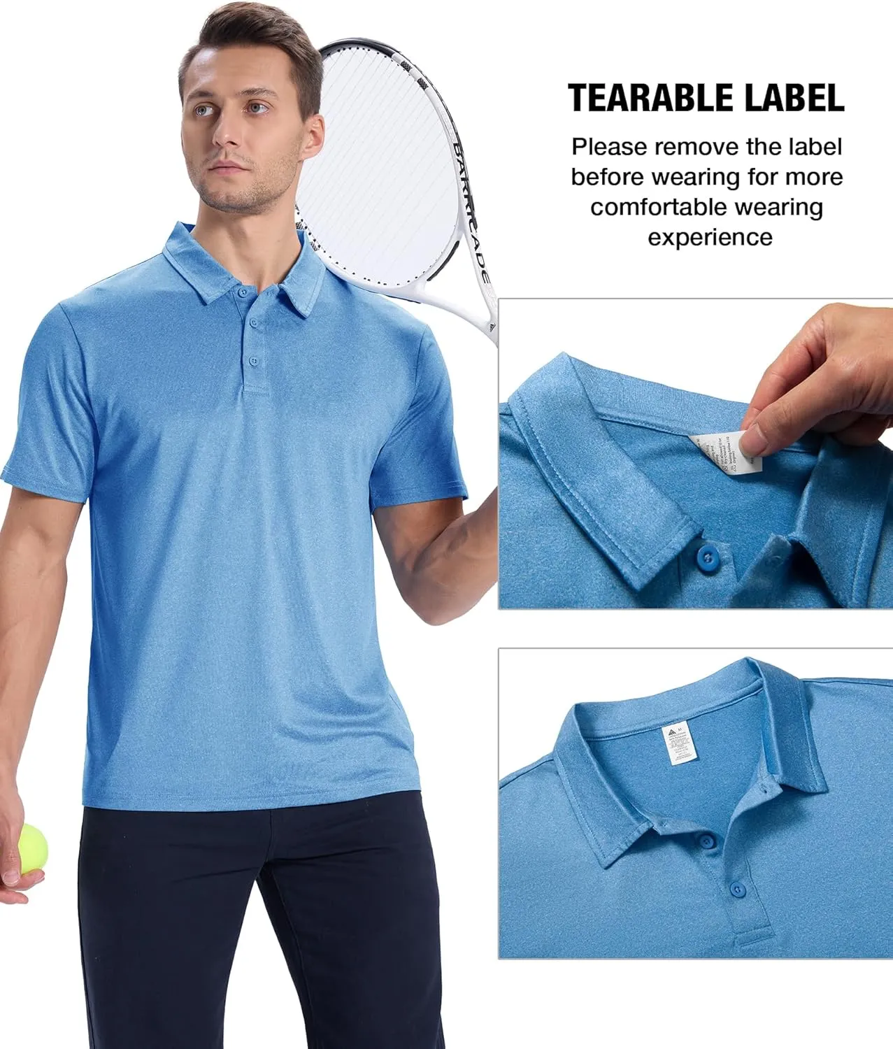 ZITY 3 Pack Mens Polo Shirts Short Sleeve Golf Polo Moisture Wicking Performance Collared Casual Tennis Athletic T-Shirt