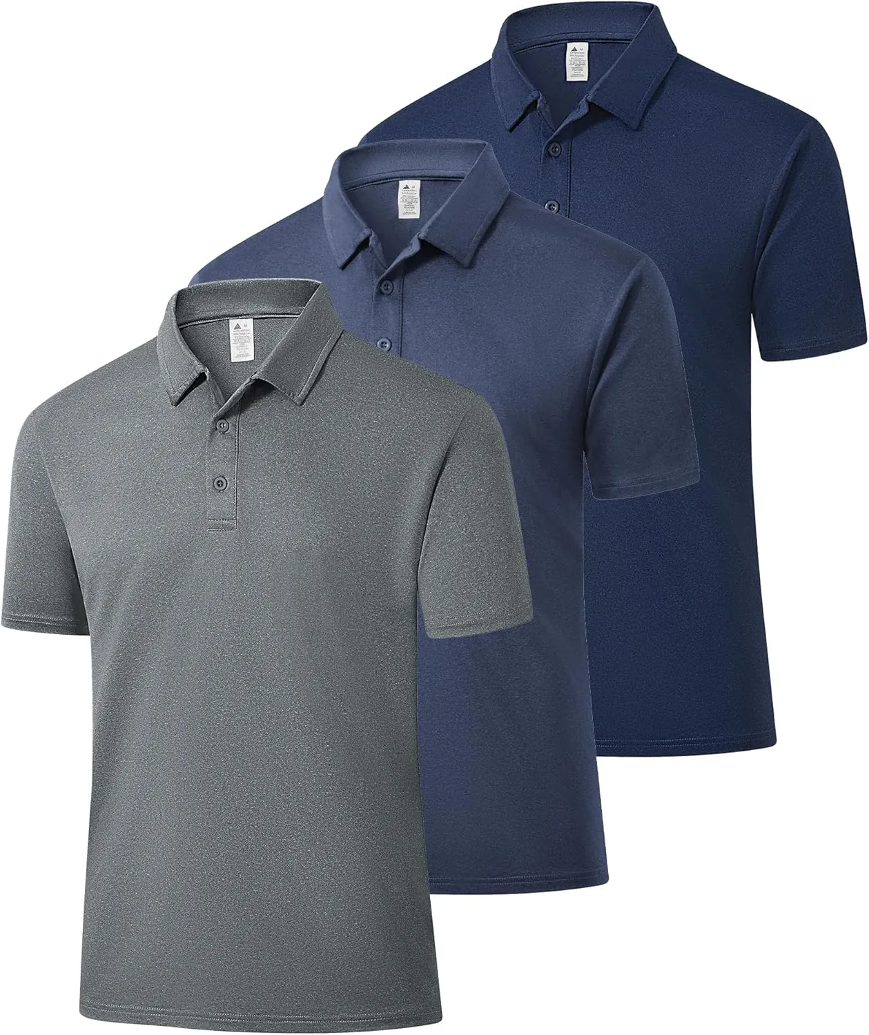 ZITY 3 Pack Mens Polo Shirts Short Sleeve Golf Polo Moisture Wicking Performance Collared Casual Tennis Athletic T-Shirt