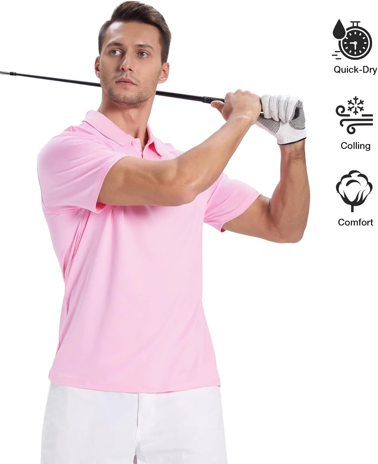 ZITY 3 Pack Mens Polo Shirts Short Sleeve Golf Polo Moisture Wicking Performance Collared Casual Tennis Athletic T-Shirt
